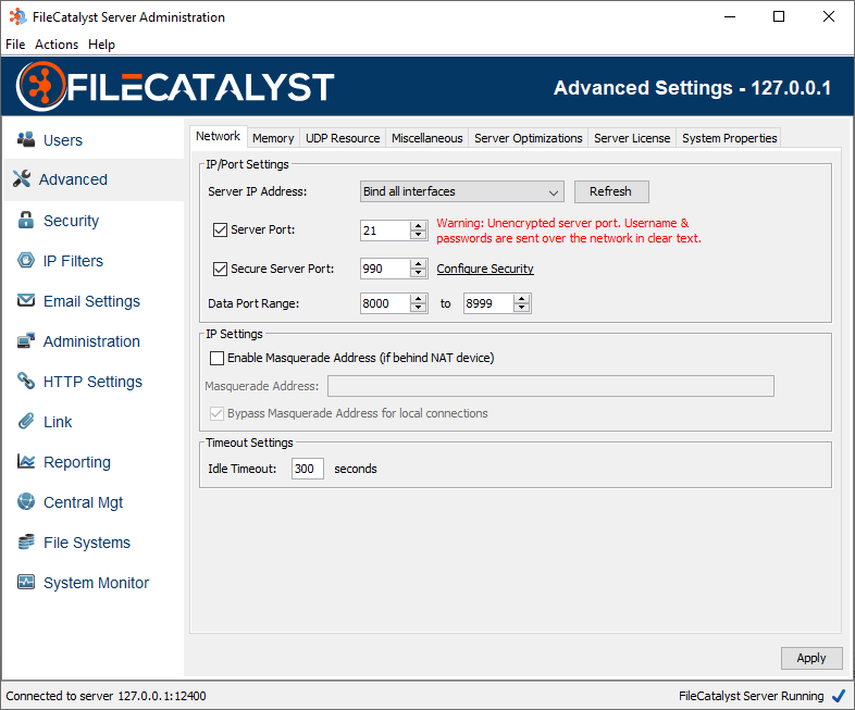 Advanced Settings Main