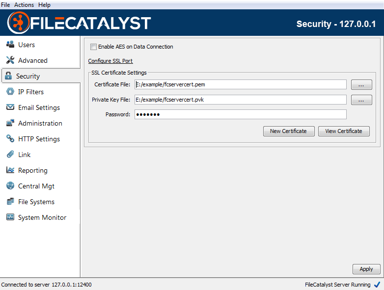 Main Security Page