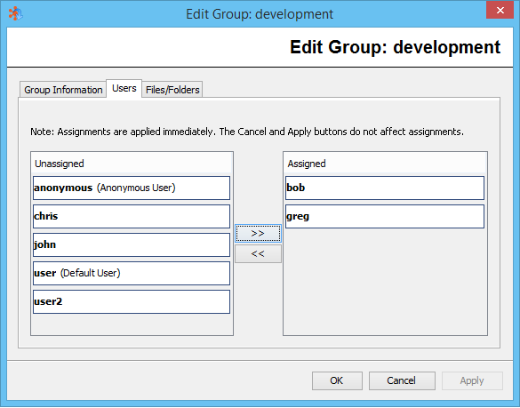 Assigning Users to Groups