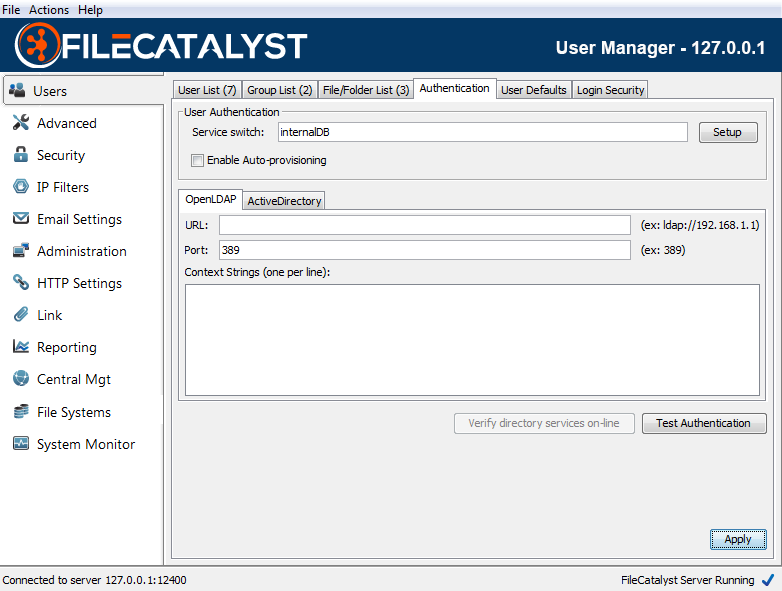 Authentication Screen