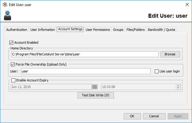 Edit Settings Screen