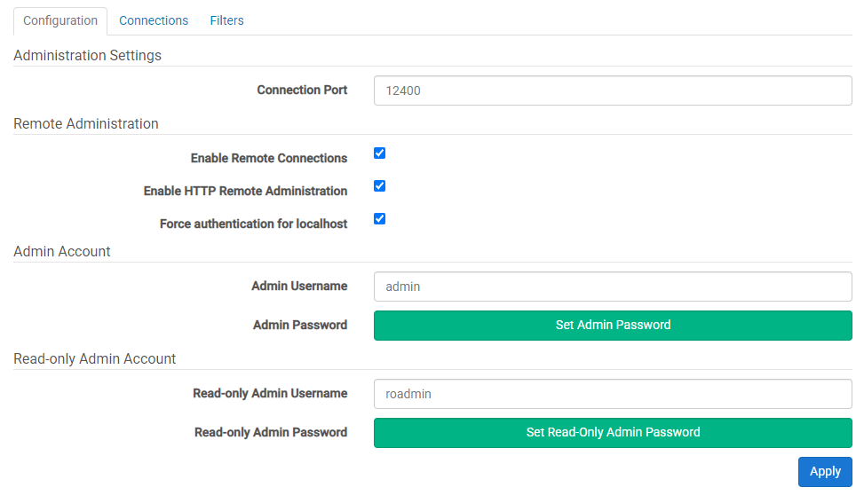 Admin Configuration Admin Configuration