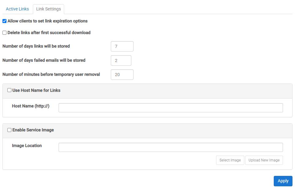 Link Settings Link Settings Screenshot