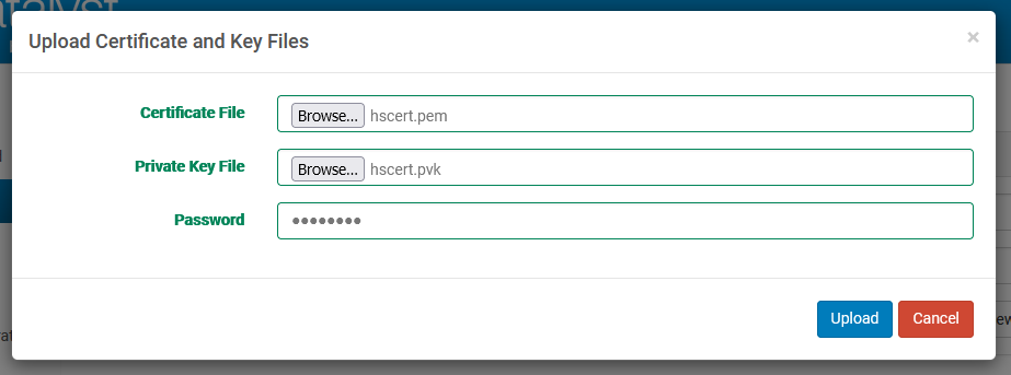 Upload a Certificate Upload Cert Dialog