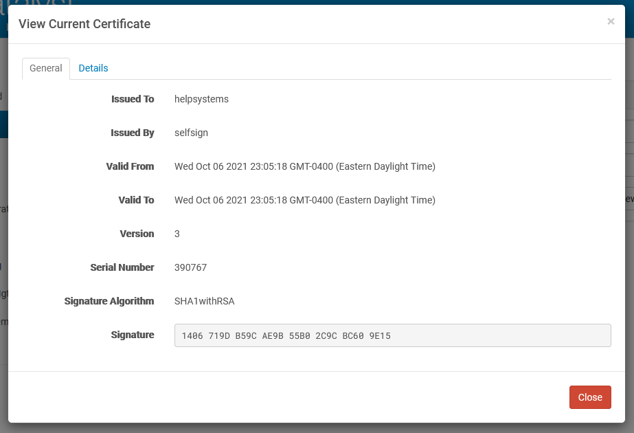 View a Certificate View Cert Dialog